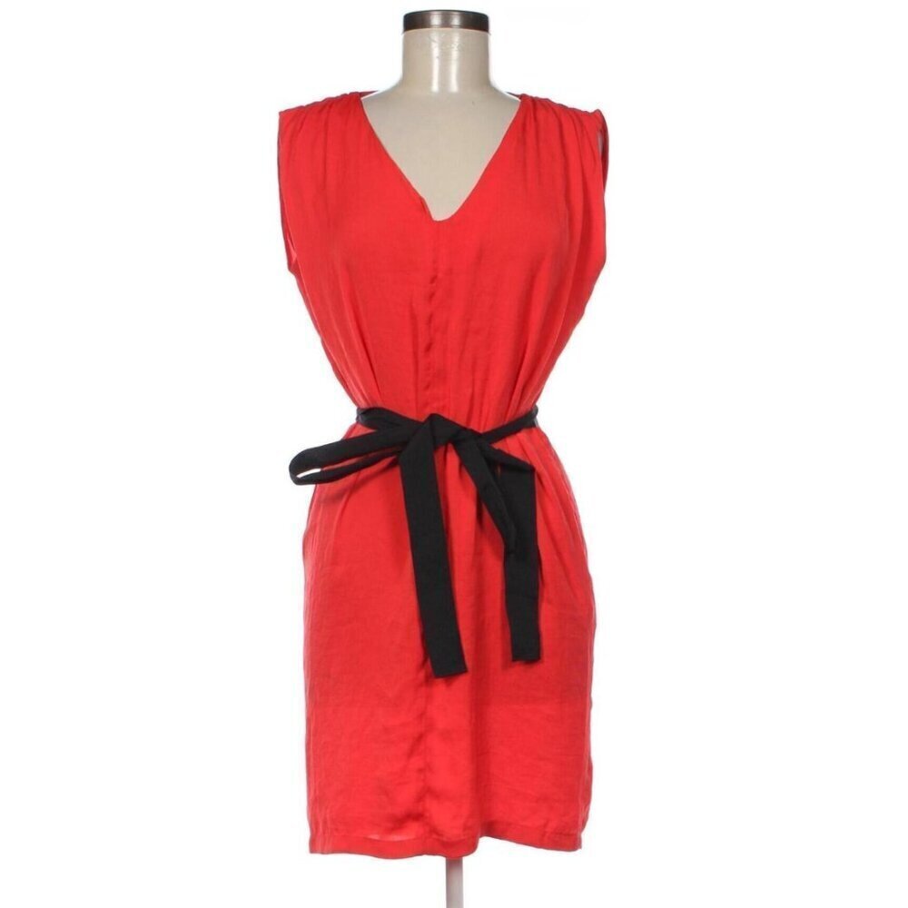 Zara Red Sleeveless Belted Mini Dress